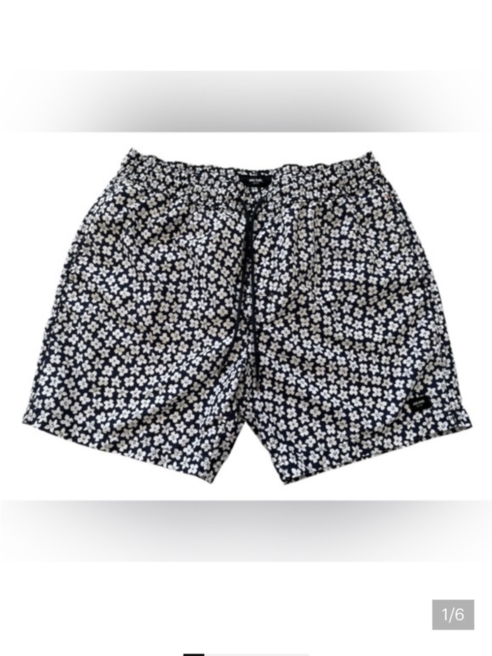 Jack Spade navy and White Floral Swim Trunks